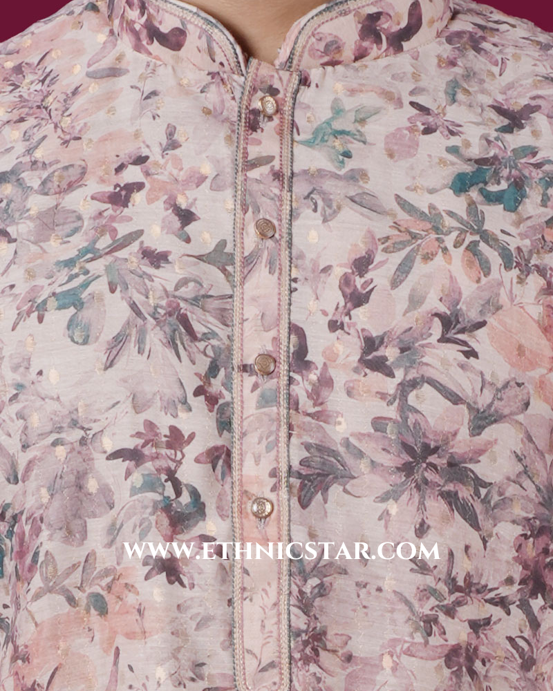 Floral Printed Kurta Pajama In Cotton Silk Fabric
